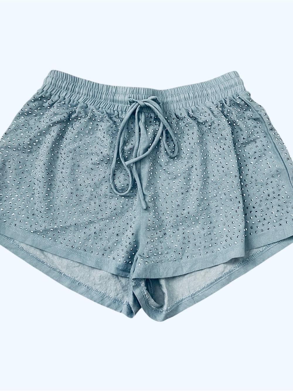 Hot & Delicious Light Blue Studded Women’s Athletic Shorts